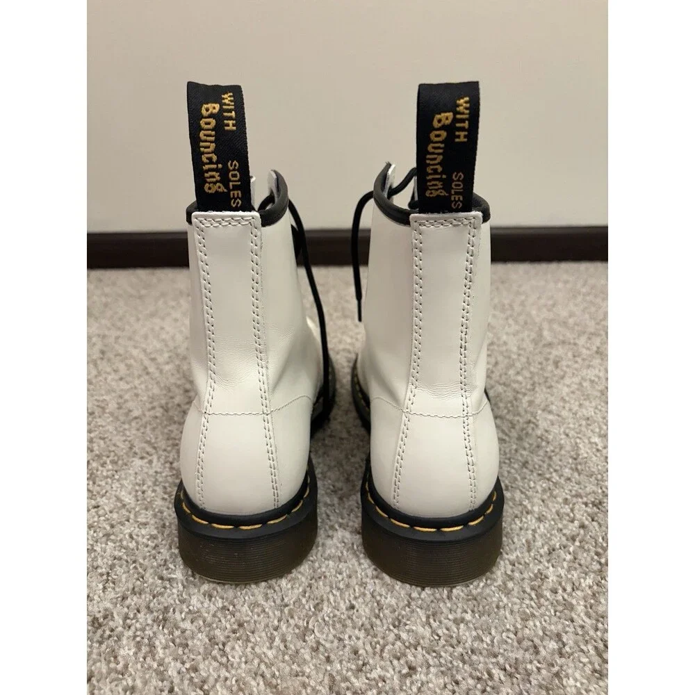Dr. Martens 1460 Women’s White Leather Combat Ankle Boots US 10